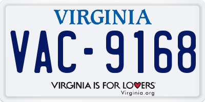 VA license plate VAC9168