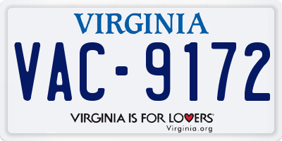 VA license plate VAC9172