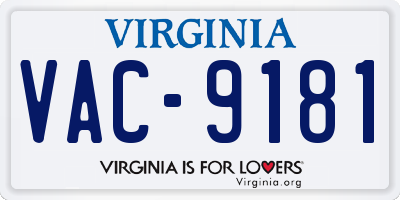 VA license plate VAC9181