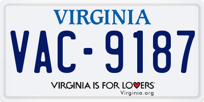 VA license plate VAC9187