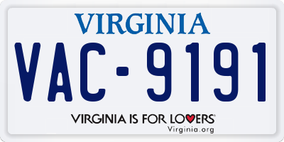 VA license plate VAC9191