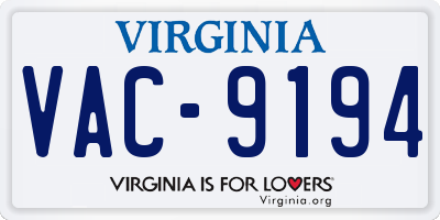 VA license plate VAC9194