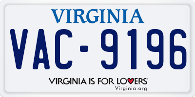 VA license plate VAC9196