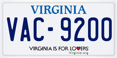 VA license plate VAC9200