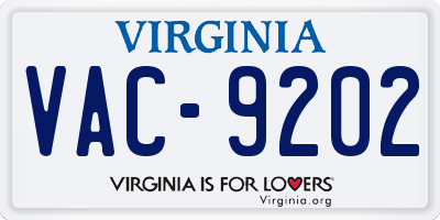 VA license plate VAC9202