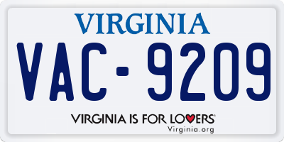 VA license plate VAC9209