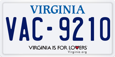 VA license plate VAC9210