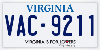 VA license plate VAC9211
