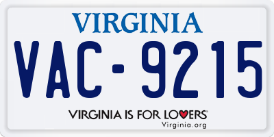 VA license plate VAC9215