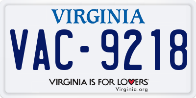 VA license plate VAC9218