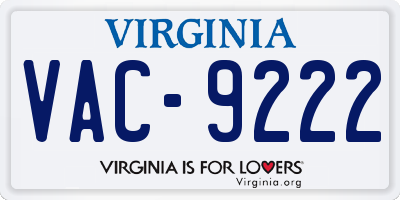 VA license plate VAC9222