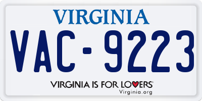 VA license plate VAC9223