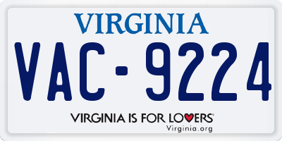 VA license plate VAC9224