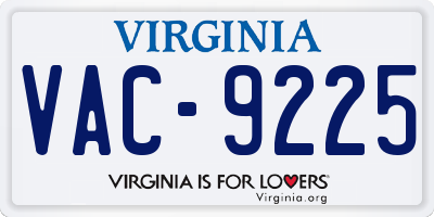 VA license plate VAC9225