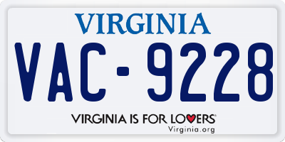 VA license plate VAC9228