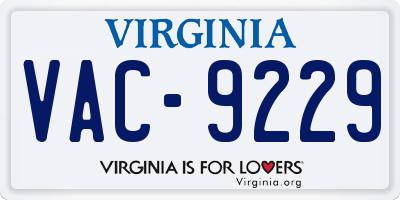 VA license plate VAC9229