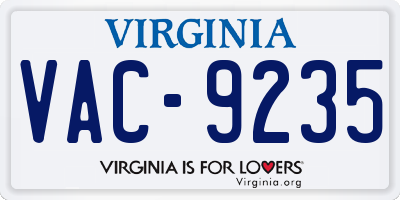 VA license plate VAC9235