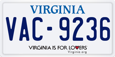 VA license plate VAC9236