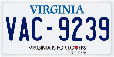 VA license plate VAC9239