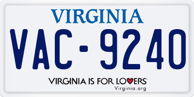 VA license plate VAC9240