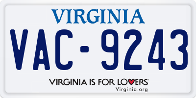 VA license plate VAC9243