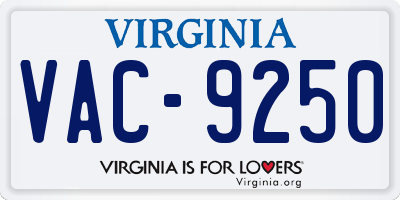 VA license plate VAC9250