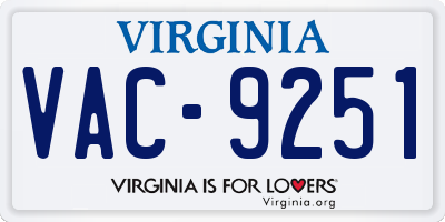 VA license plate VAC9251