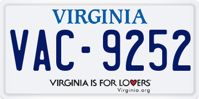 VA license plate VAC9252
