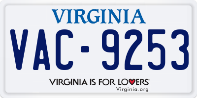 VA license plate VAC9253