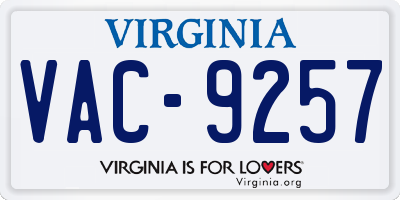 VA license plate VAC9257