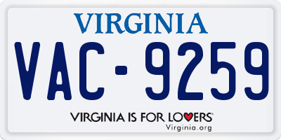 VA license plate VAC9259