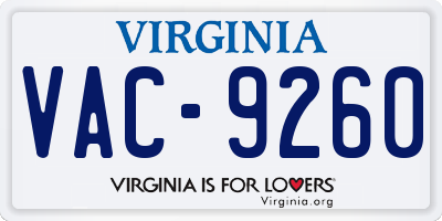 VA license plate VAC9260