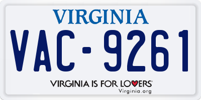 VA license plate VAC9261