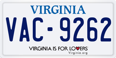 VA license plate VAC9262
