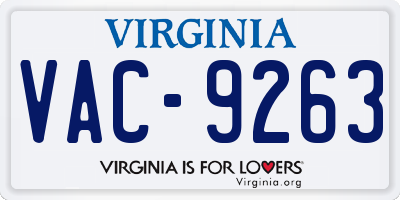 VA license plate VAC9263