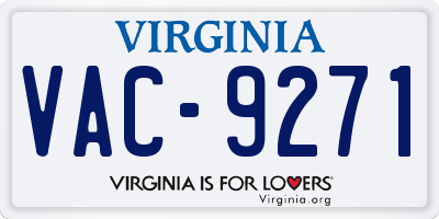VA license plate VAC9271