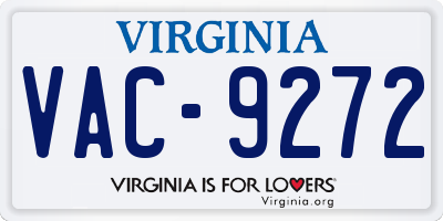 VA license plate VAC9272