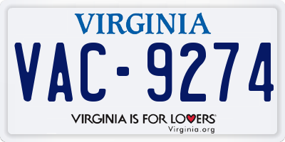 VA license plate VAC9274