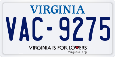 VA license plate VAC9275