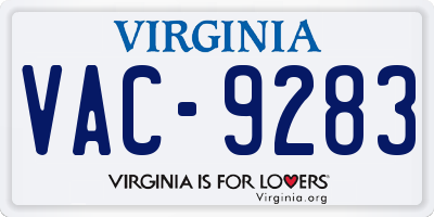 VA license plate VAC9283