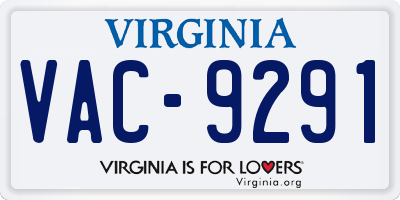 VA license plate VAC9291