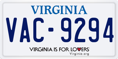 VA license plate VAC9294