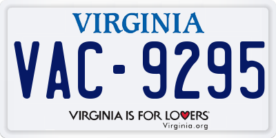 VA license plate VAC9295