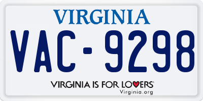 VA license plate VAC9298