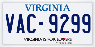 VA license plate VAC9299