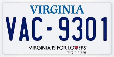 VA license plate VAC9301