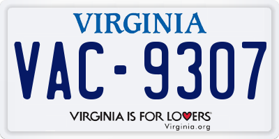 VA license plate VAC9307