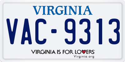 VA license plate VAC9313