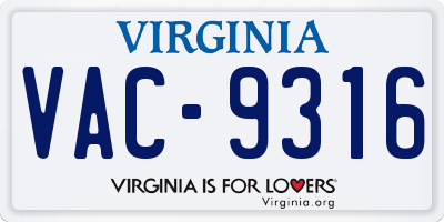 VA license plate VAC9316