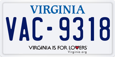 VA license plate VAC9318